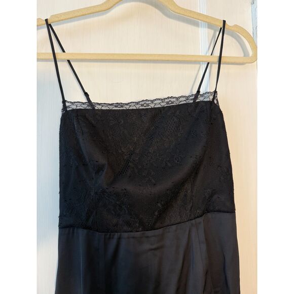 Abercrombie and Fitch Black Satin High Slit Midi Dress Sz XS Petite - Picture 11 of 11